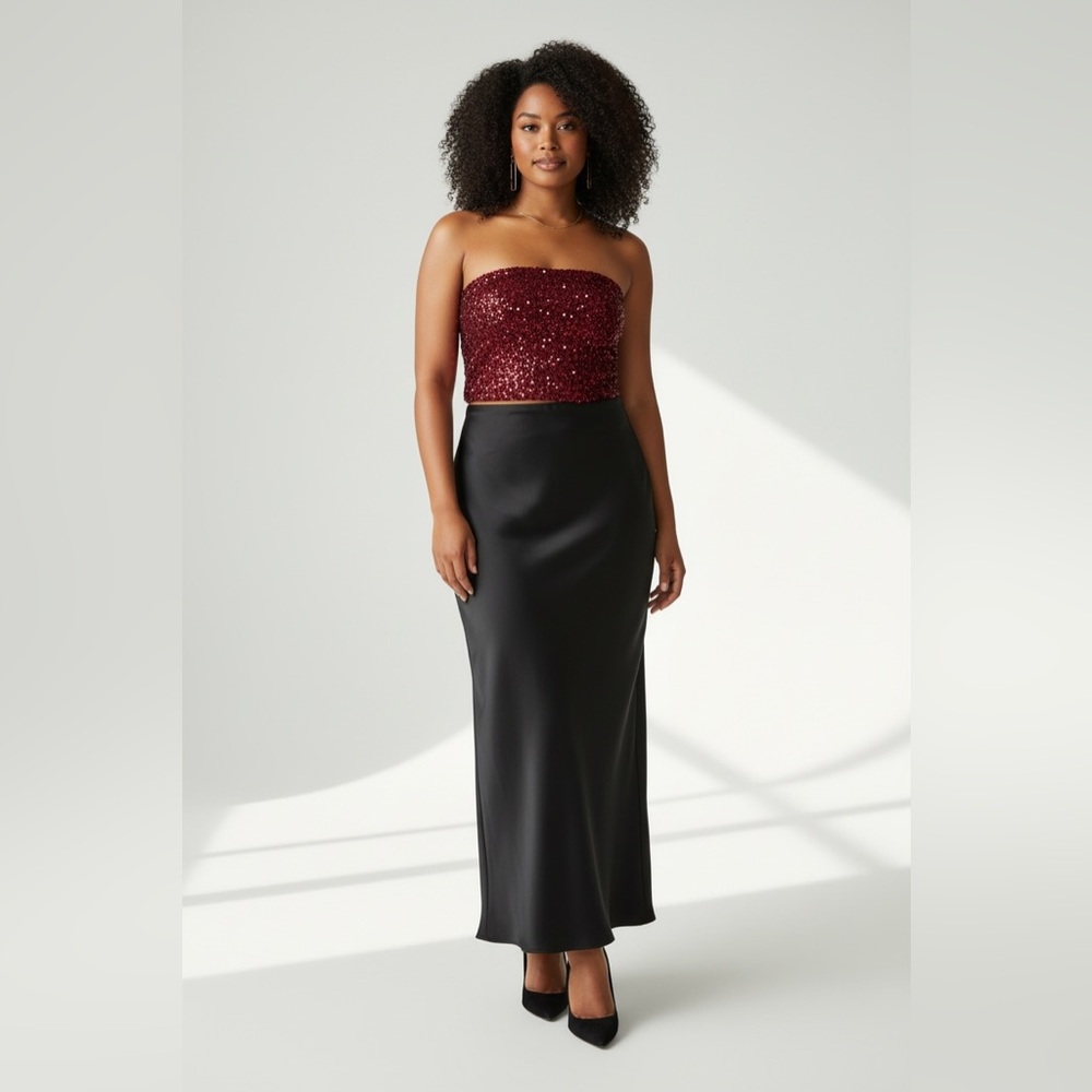 Anthropologie Red Sequin Strapless Tube Top Size L NWT Summer Party - Picture 7 of 11